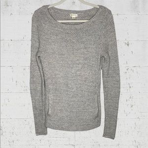 Akini Gray Knitted Long Sleeve Sweater with Pockets Wool Blend Size Small